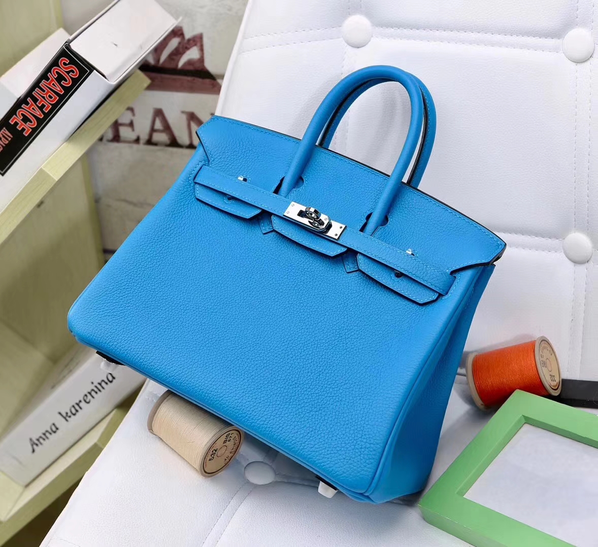 hermes爱马仕 birkin 25 b3 坦桑尼亚蓝 原厂御用顶级小牛皮金扣 现货