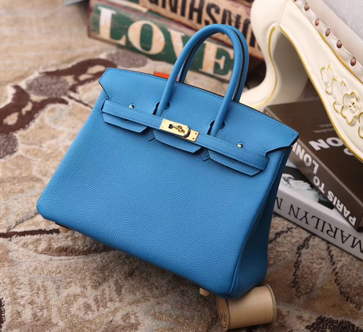 hermes爱马仕 birkin 25 b3 坦桑尼亚蓝 原厂御用顶级小牛皮金扣 现货