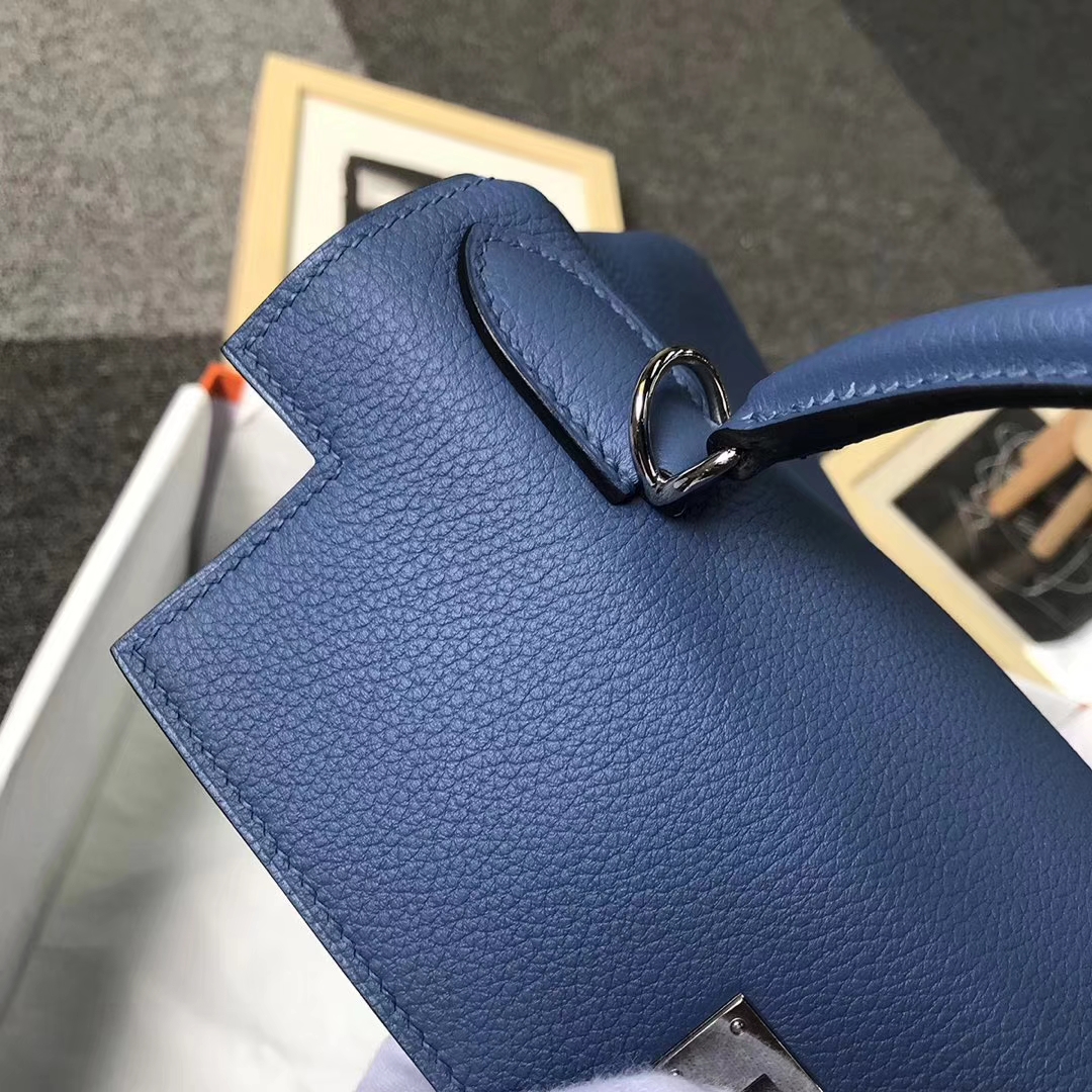 hermès(爱马仕)r2 玛瑙蓝 原厂御用顶级小牛皮 kelly 28 银扣