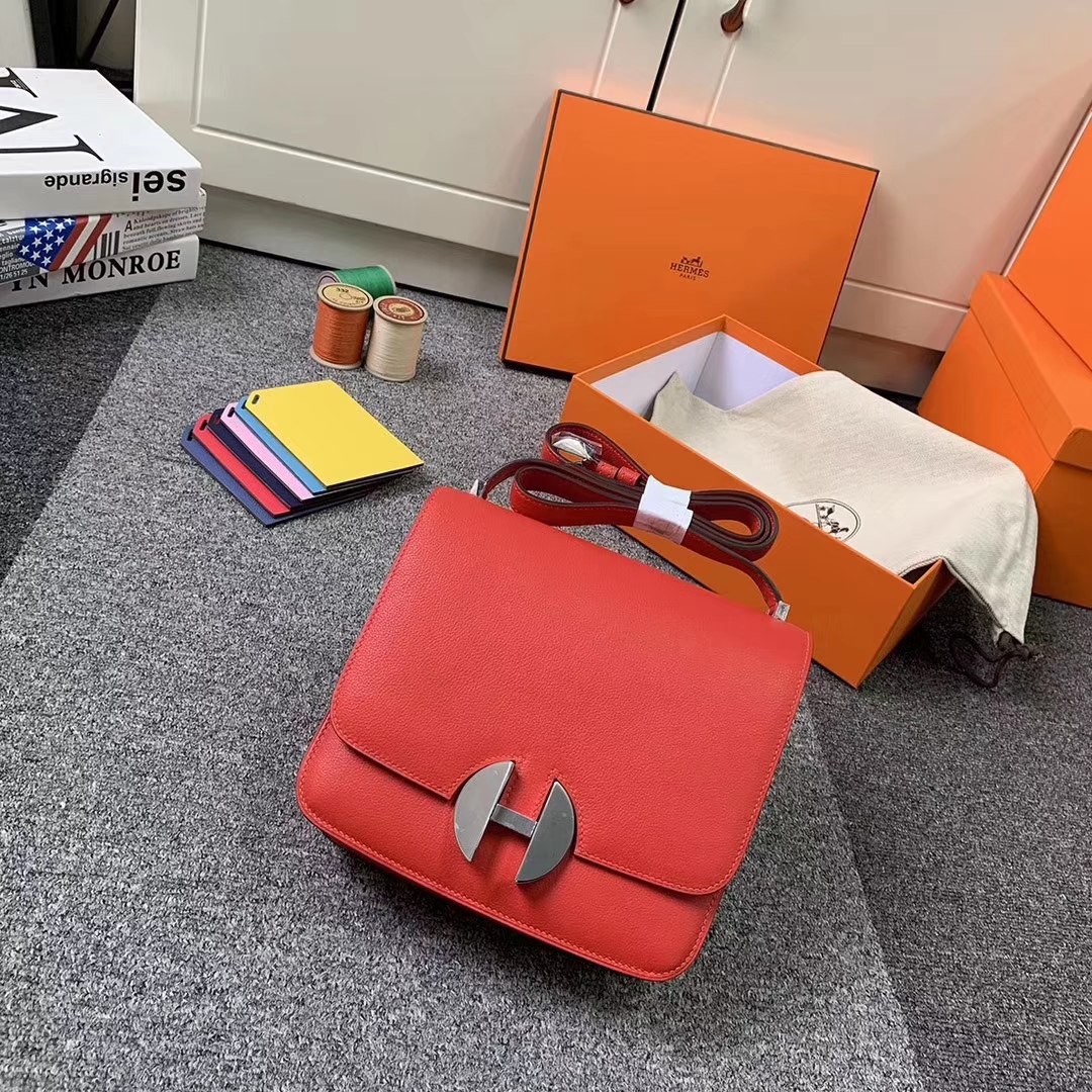 hermès(爱马仕)心红色 原厂御用顶级ever color 皮 2002-20 银扣