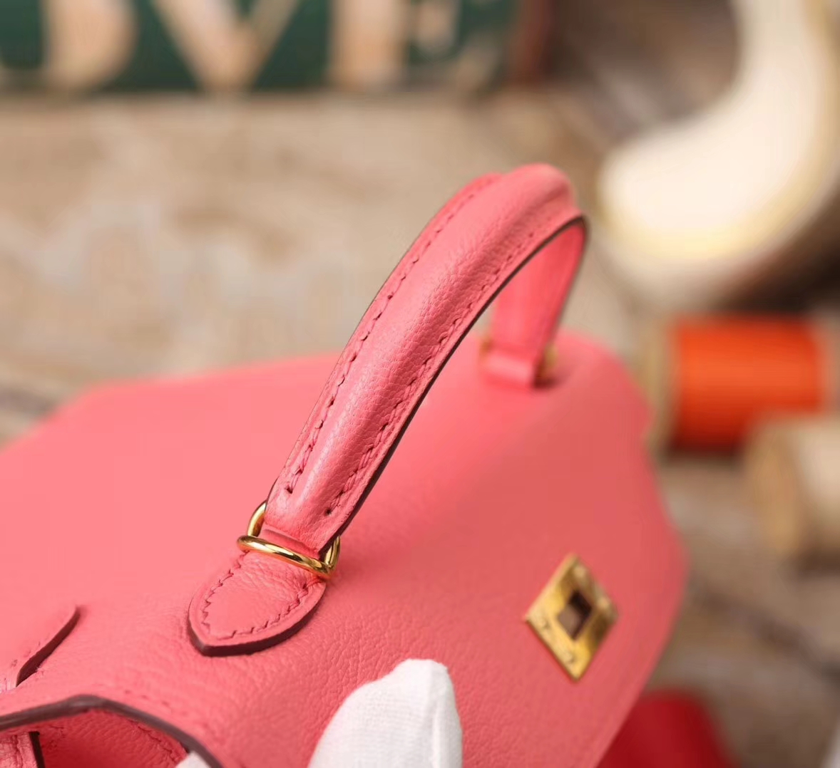 Hermes Mini Kelly U5唇膏粉 原厂御用顶级山羊皮 二代金扣 银扣