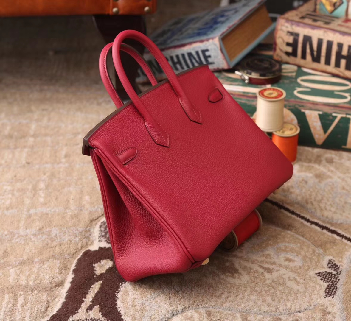 Hermes Birkin 25 K1 石榴红 原厂御用顶级小牛皮 金扣 现货