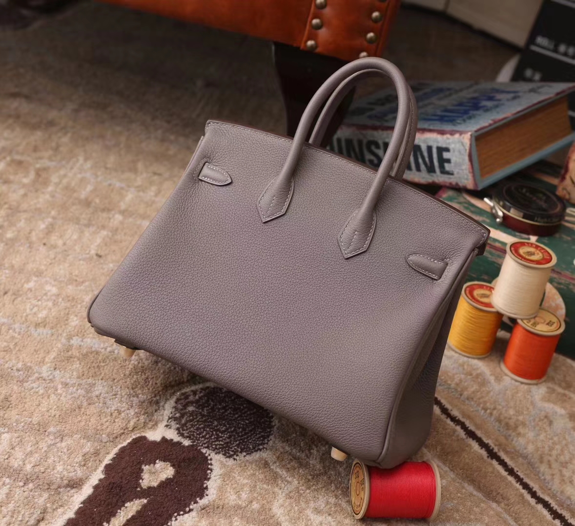 Hermes Birkin 25 8F 锡器灰 原厂御用顶级小牛皮 金扣 银扣 现货