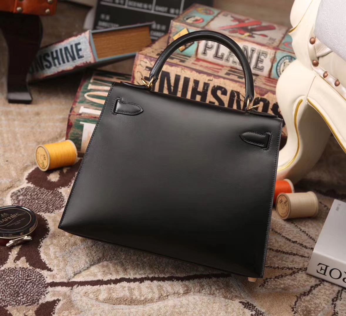 Hermes Kelly 28 CK89 黑色 原厂御用顶级Box皮 外缝 金扣 银扣 现货