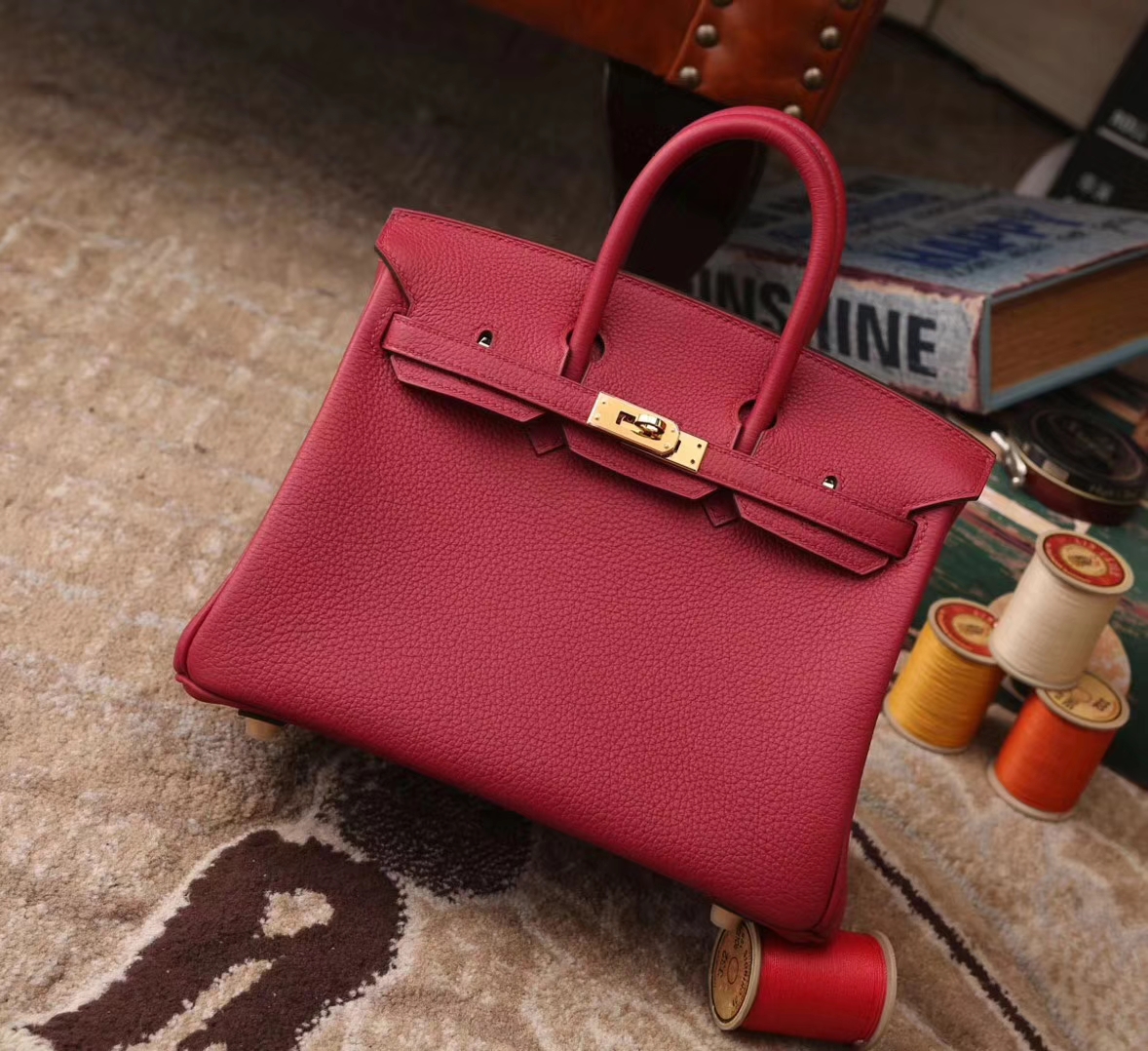 Hermes Birkin 25 K1 石榴红 原厂御用顶级小牛皮 金扣 现货
