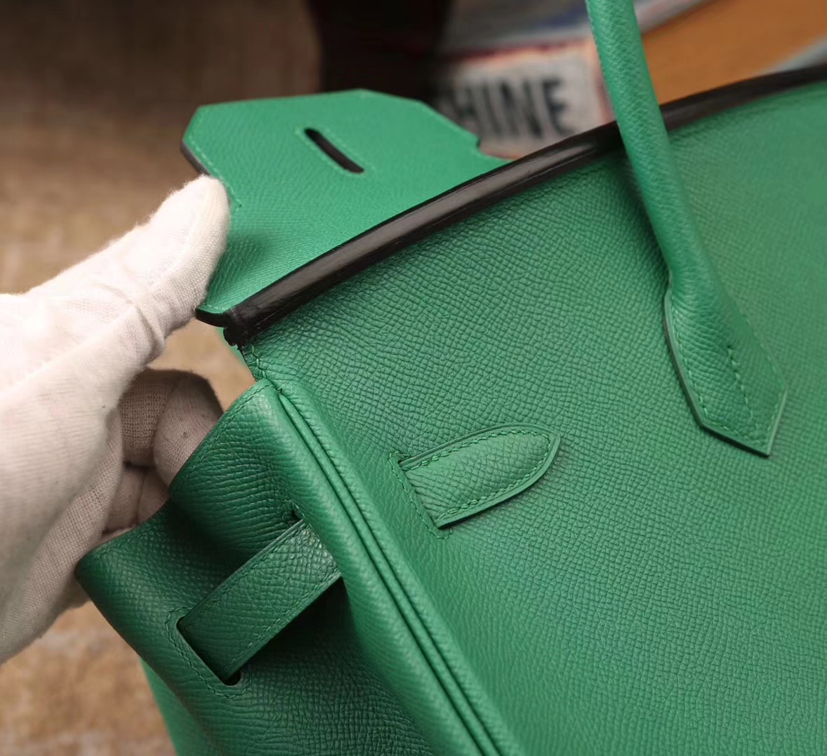 Hermes Birkin 35 U4 丝绒绿 原厂御用顶级Epsom皮 金扣
