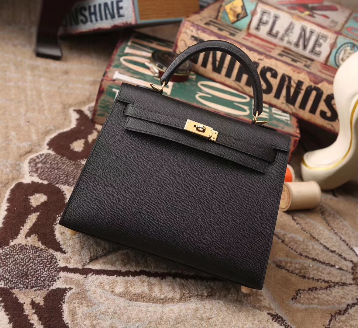 Hermes Kelly 25 CK89 黑色 原厂御用顶级Epsom皮 外缝 金扣 现货