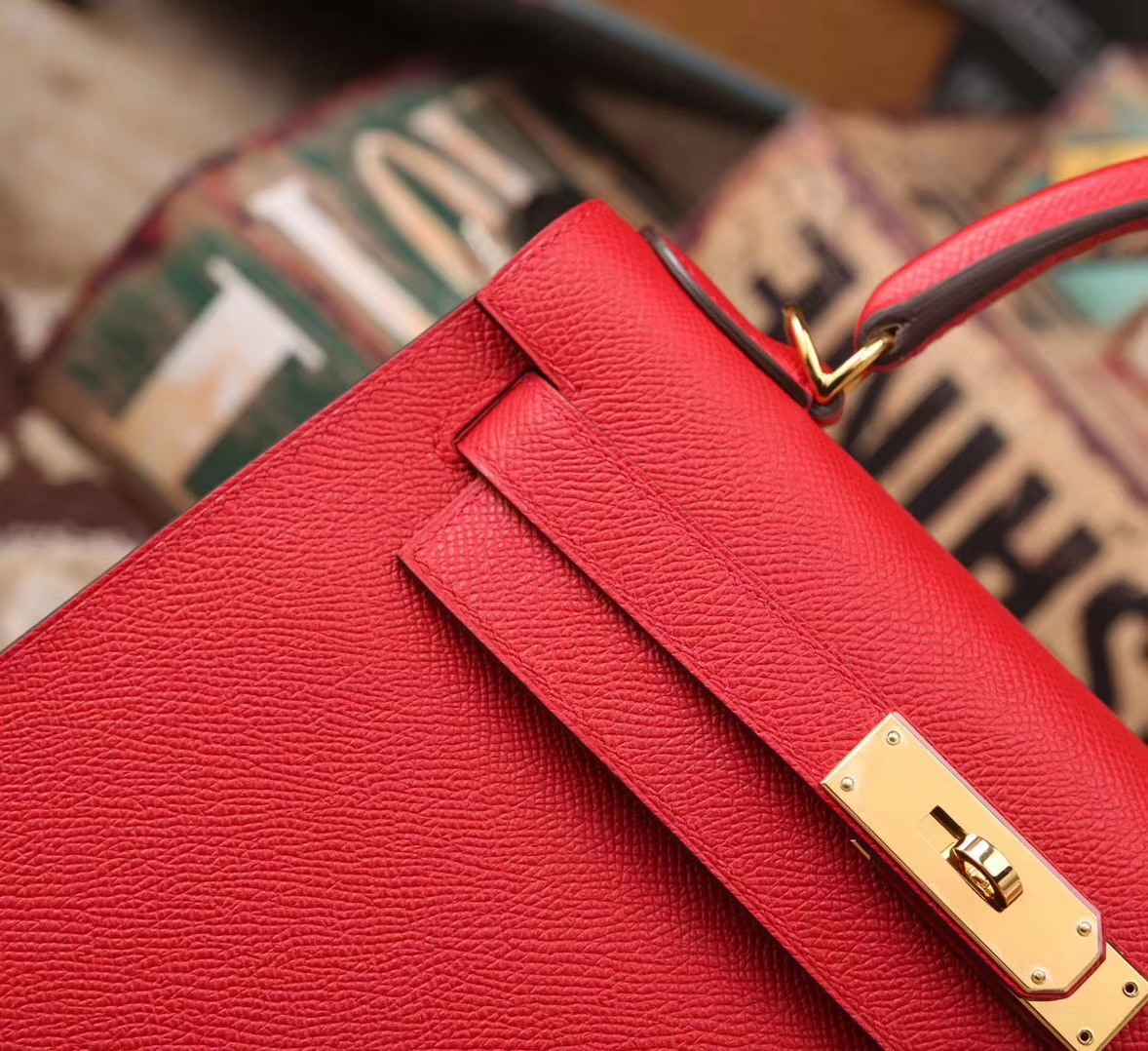 Hermes Kelly 28 Q5 中国红 糖果红 原厂御用顶级Epsom皮 外缝 金扣 现货