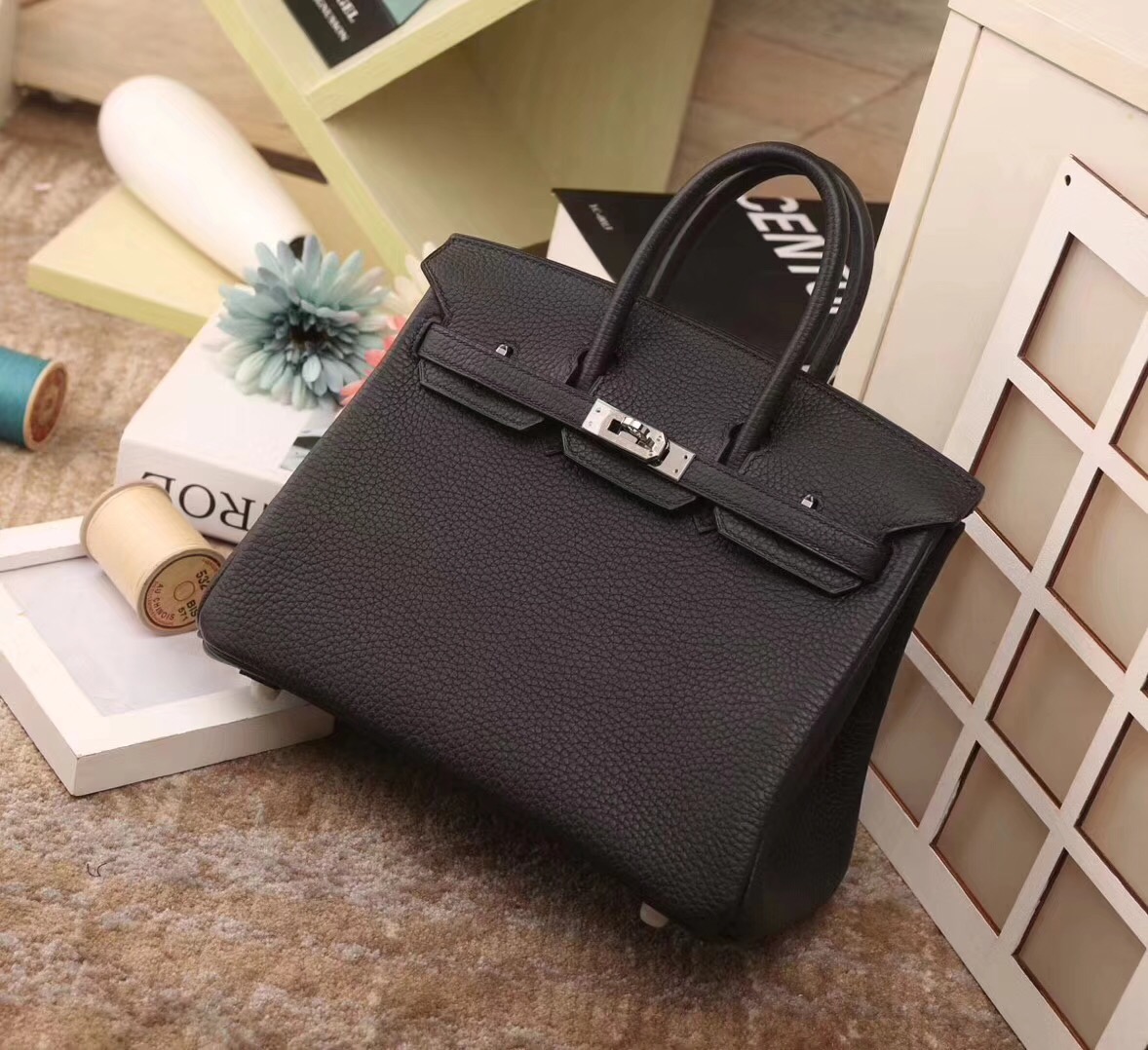 89黑色 原厂御用顶级小牛皮 Birkin 25 金扣 银扣