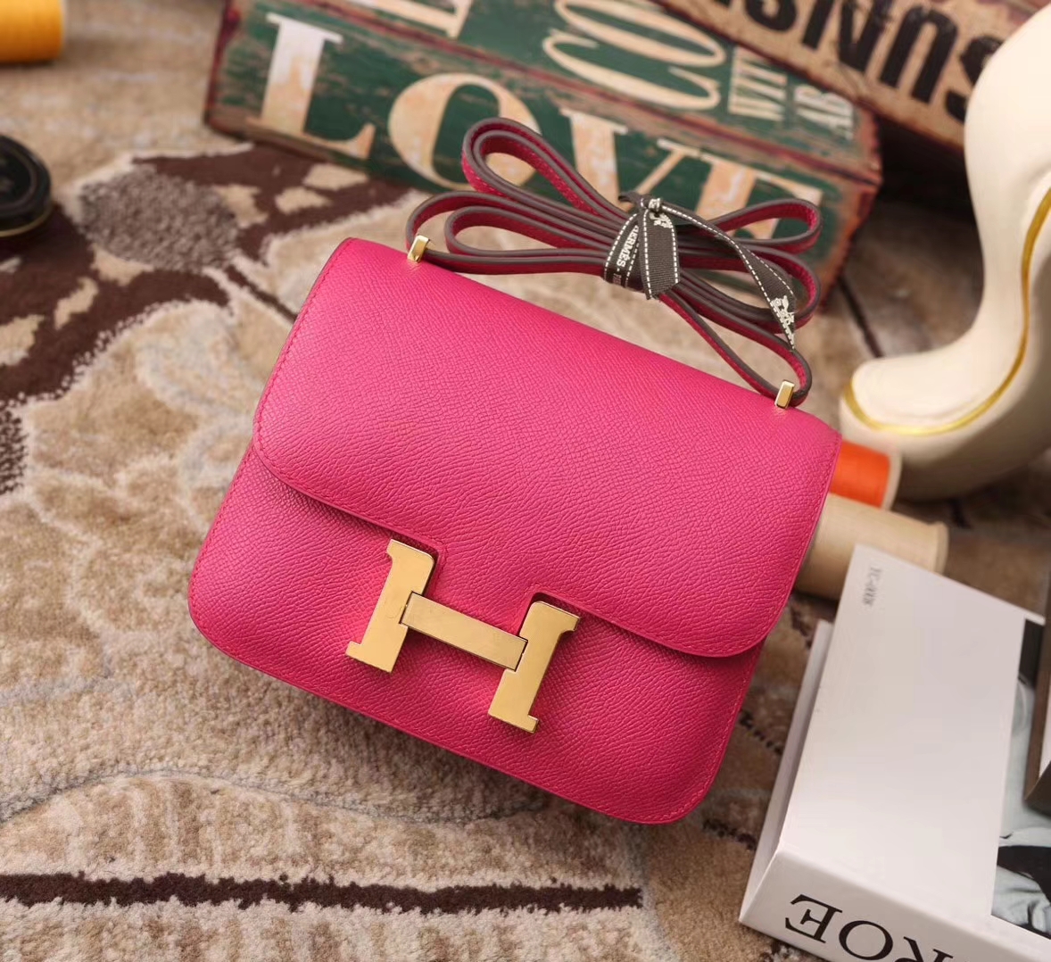 Hermes Constance 19 L3 玫紫色 新色 原厂御用顶级Epsom皮 金扣 现货