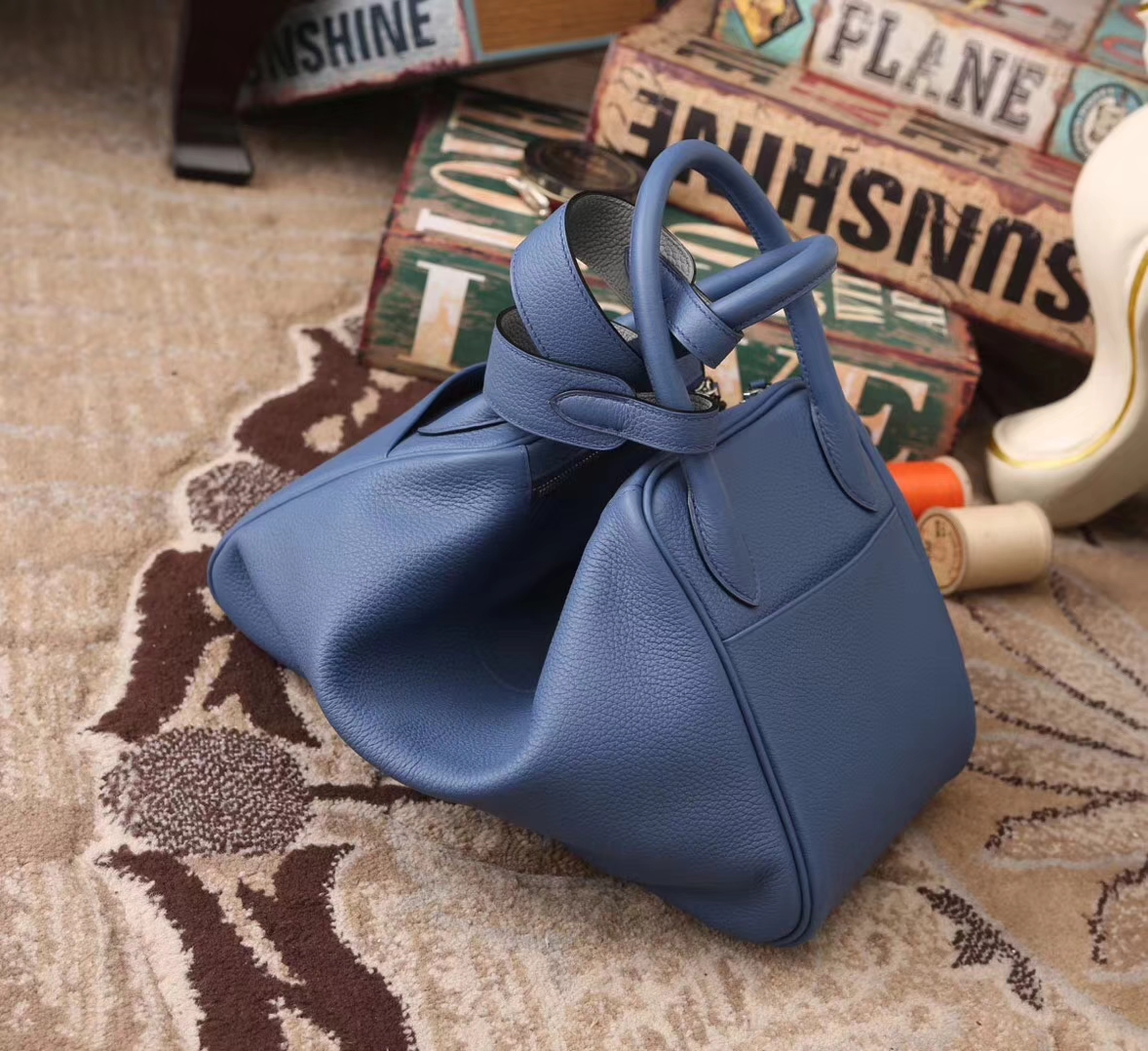 Hermes Lindy 30 R2 玛瑙蓝拼8U冰川蓝 原厂御用顶级小牛皮 银扣 现货