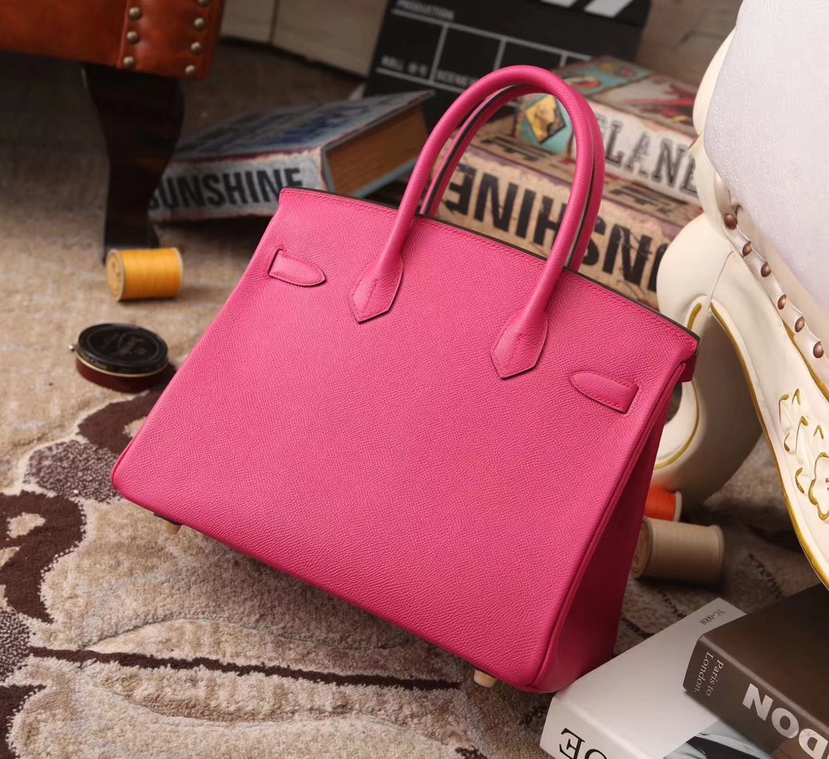 Hermes Birkin 30 L3 玫紫色 新色 原厂御用顶级Epsom皮 金扣 现货