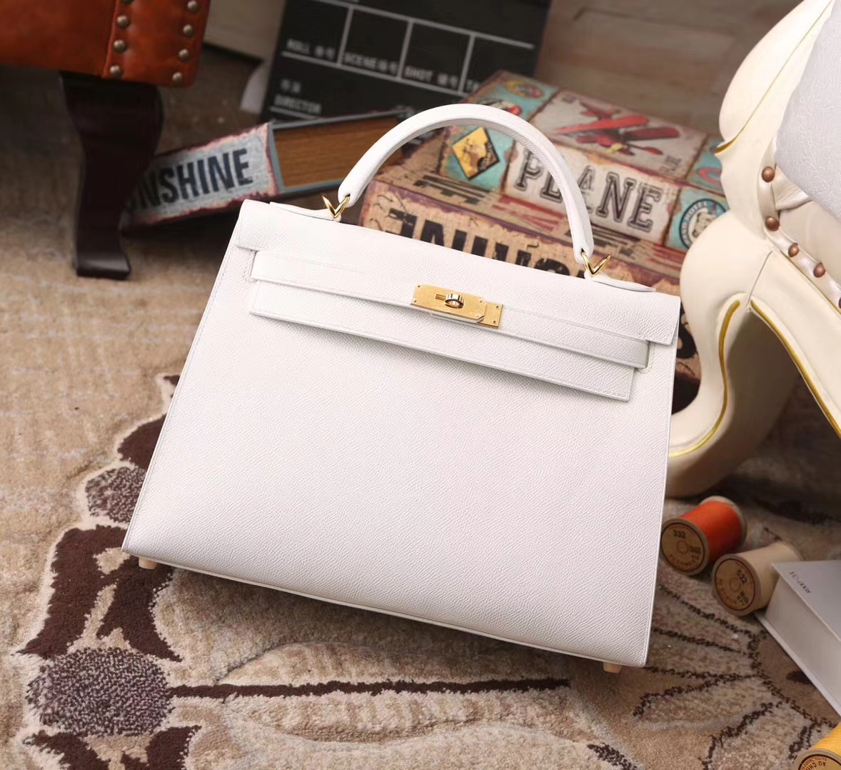 Hermes Kelly 32 纯白色 原厂御用顶级Epsom皮 外缝 金扣 现货