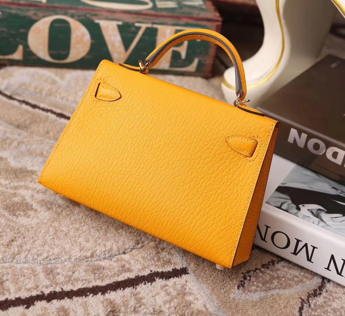 Hermes MiNi Kelly 芥末黄 原厂御用顶级山羊皮 二代 金扣 现货