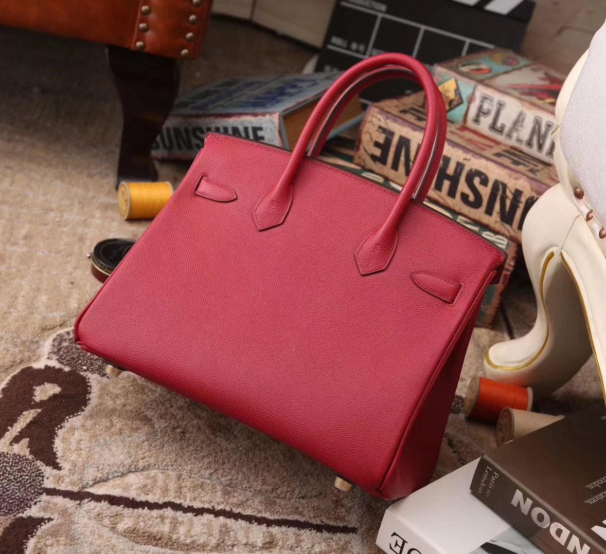 Hermes Birkin 30 K1 石榴红 原厂御用顶级Epsom皮 金扣