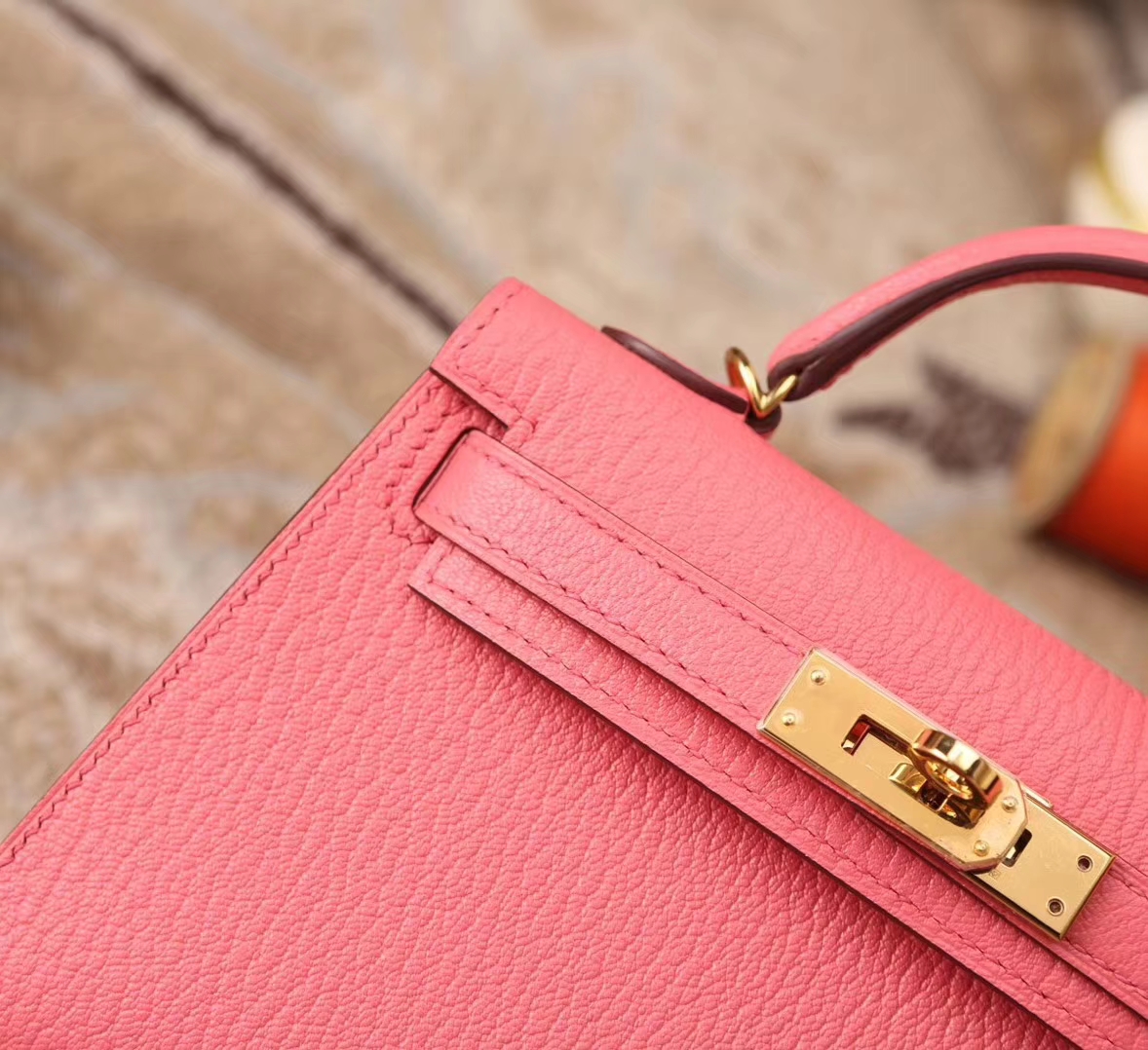 Hermes Mini Kelly U5唇膏粉 原厂御用顶级山羊皮 二代金扣 银扣