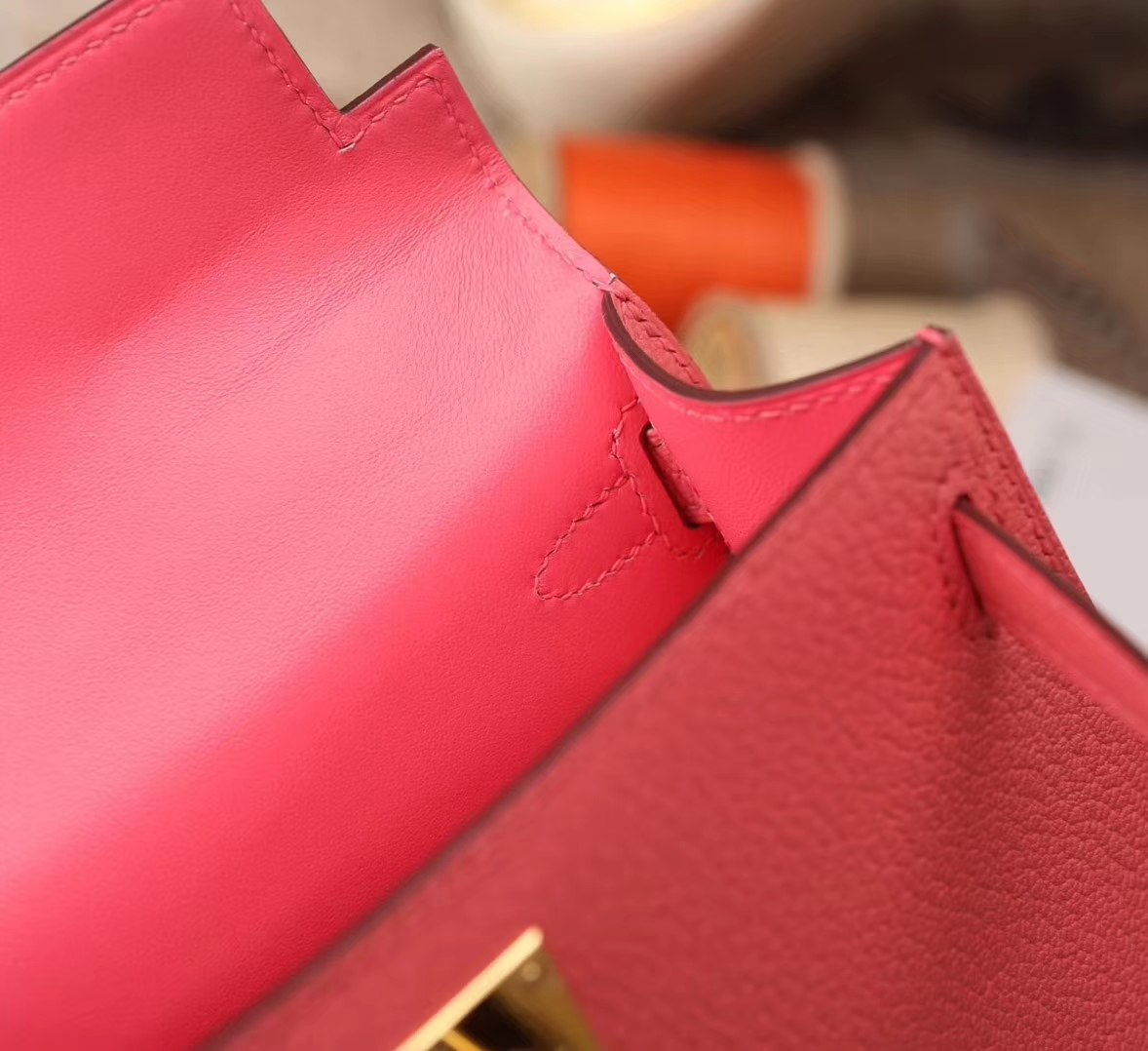 Hermes Mini Kelly U5唇膏粉 原厂御用顶级山羊皮 二代金扣 银扣