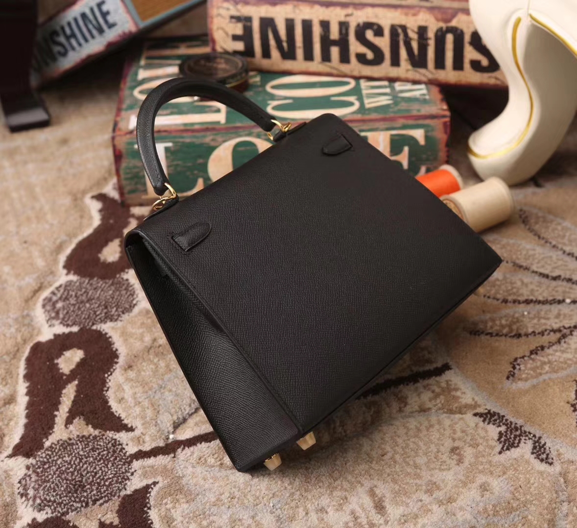 Hermes Kelly 25 CK89 黑色 原厂御用顶级Epsom皮 外缝 金扣 现货
