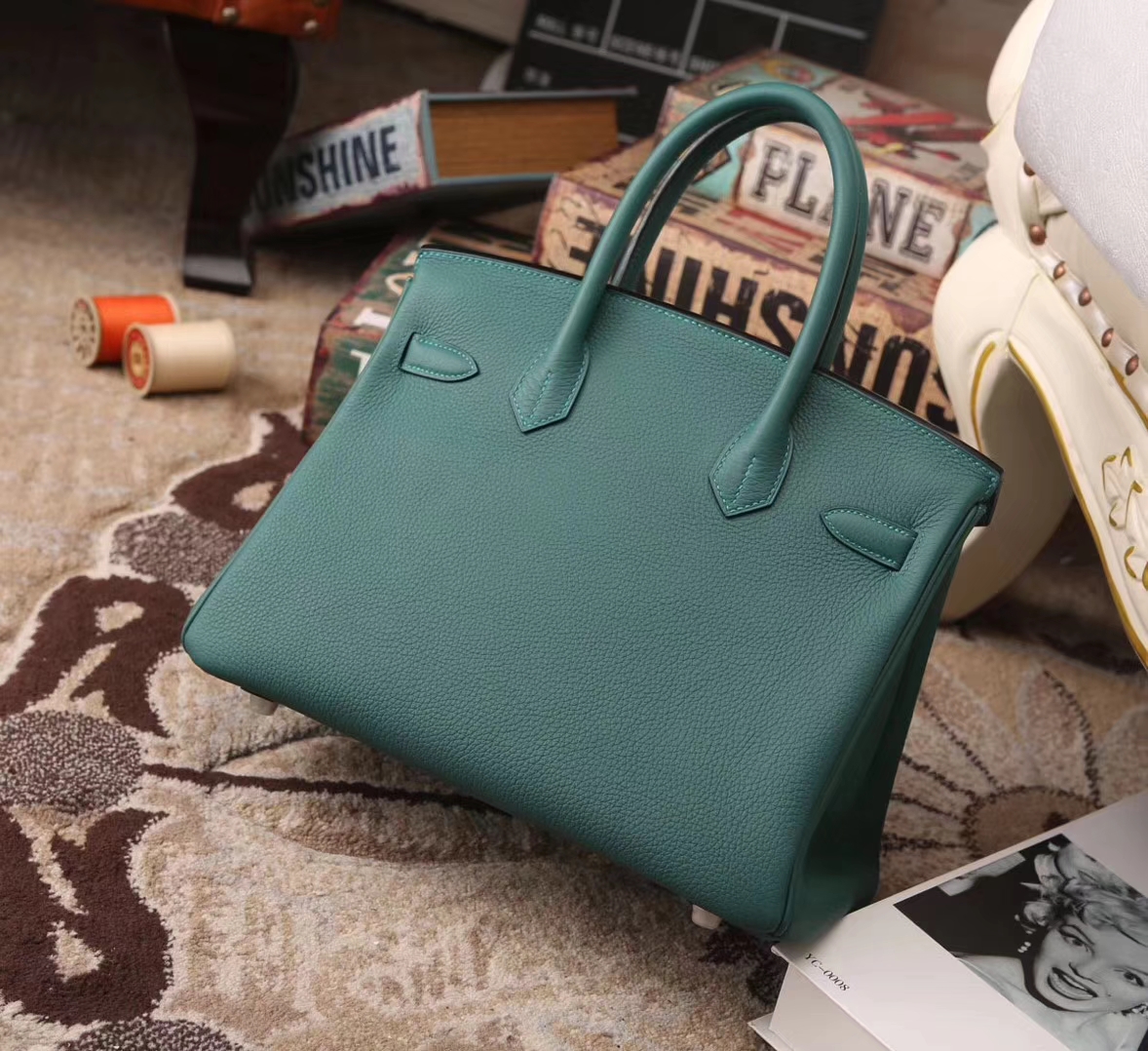 Hermes Birkin 30 Z6 孔雀绿 原厂御用顶级小牛皮 银扣