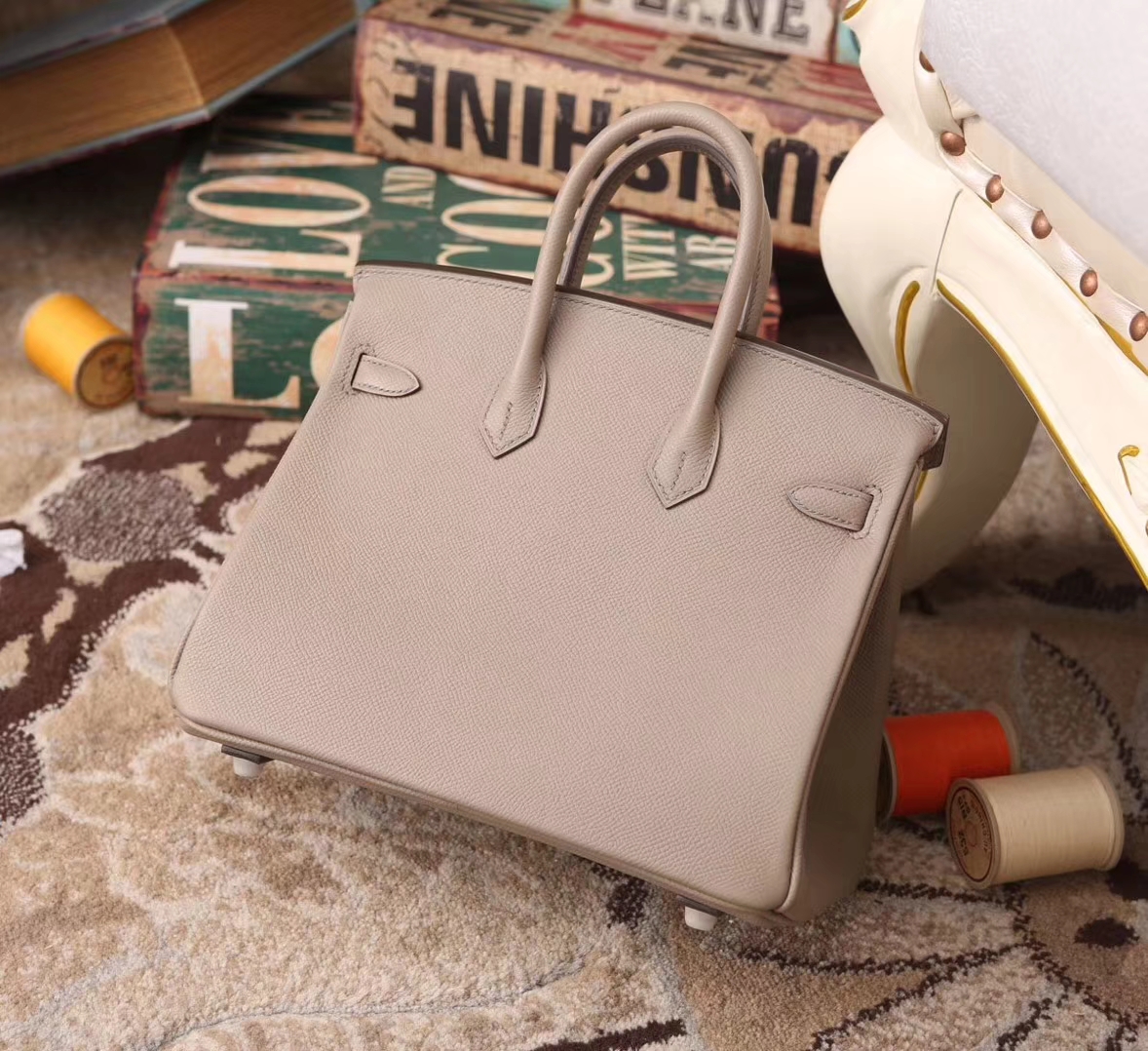 Hermes Birkin 25 M8巴黎灰 新色 原厂御用顶级Epsom皮 金扣 银扣 现货