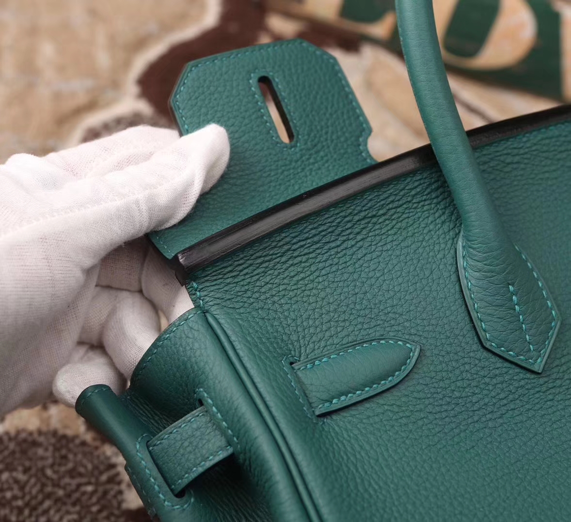Hermes Birkin 30 Z6 孔雀绿 原厂御用顶级小牛皮 银扣