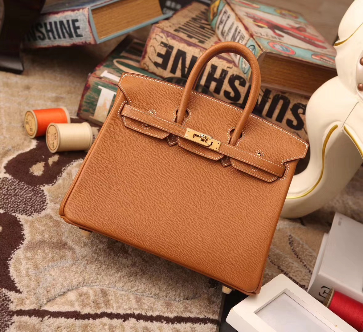 Hermes Birkin 25 C37 浅咖啡 金棕色 原厂御用顶级Epsom皮 金扣 现货