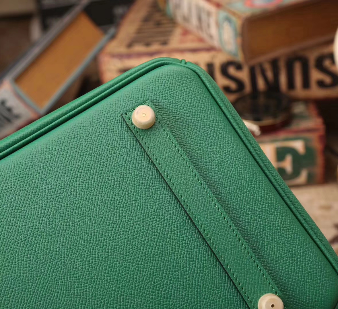 Hermes Birkin 35 U4 丝绒绿 原厂御用顶级Epsom皮 金扣
