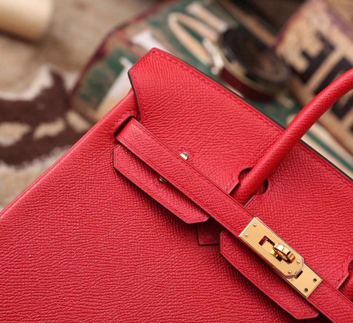 Hermes Birkin 25 Q5 中国红 糖果红 原厂御用顶级Epsom皮 金扣 现货