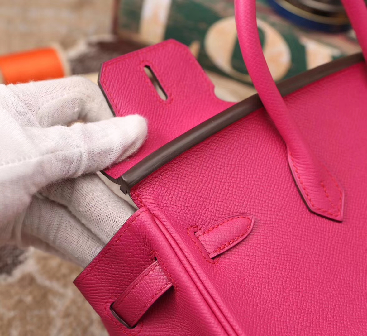 Hermes Birkin 25 L3 玫瑰紫 原厂御用顶级Epsom皮 金扣 现货