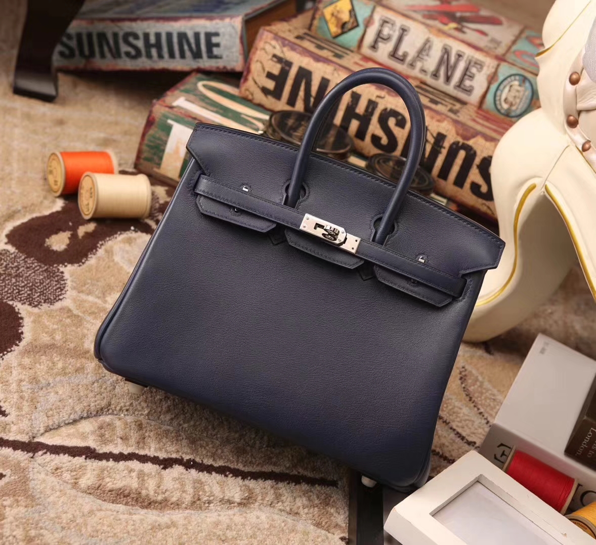 Hermes Birkin 25 7K 宝石蓝 原厂御用顶级Swift皮 银扣 订单出货