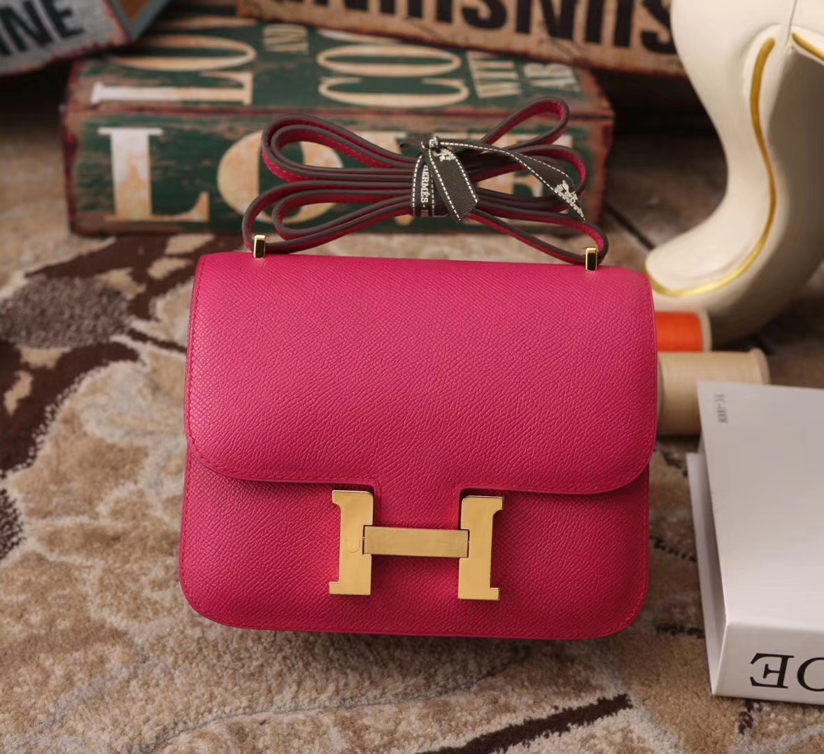 Hermes Constance 19 L3 玫紫色 新色 原厂御用顶级Epsom皮 金扣 现货