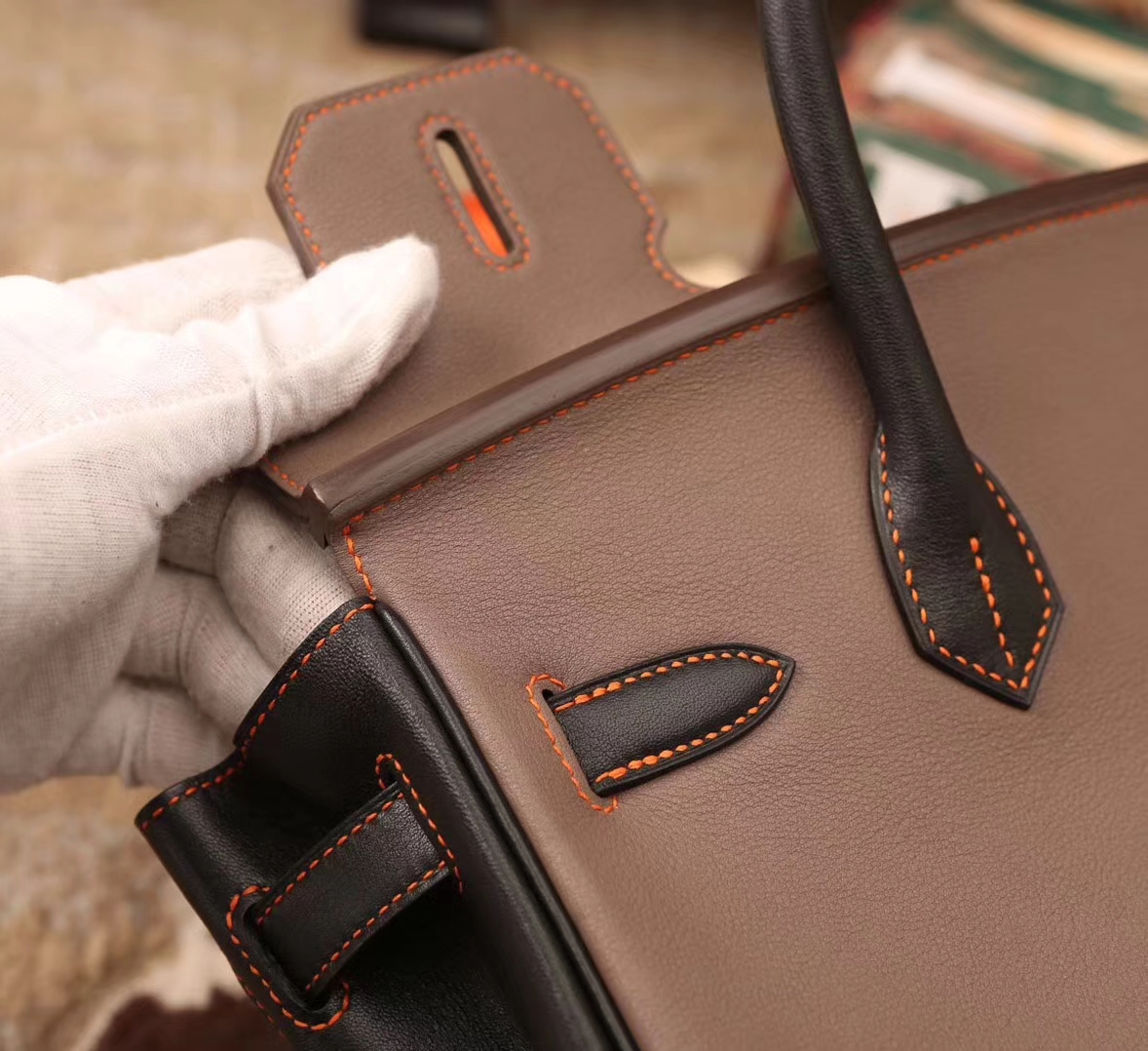Hermes Birkin 35 白色拼大象灰拼黑色 原厂御用顶级Swift皮 金扣
