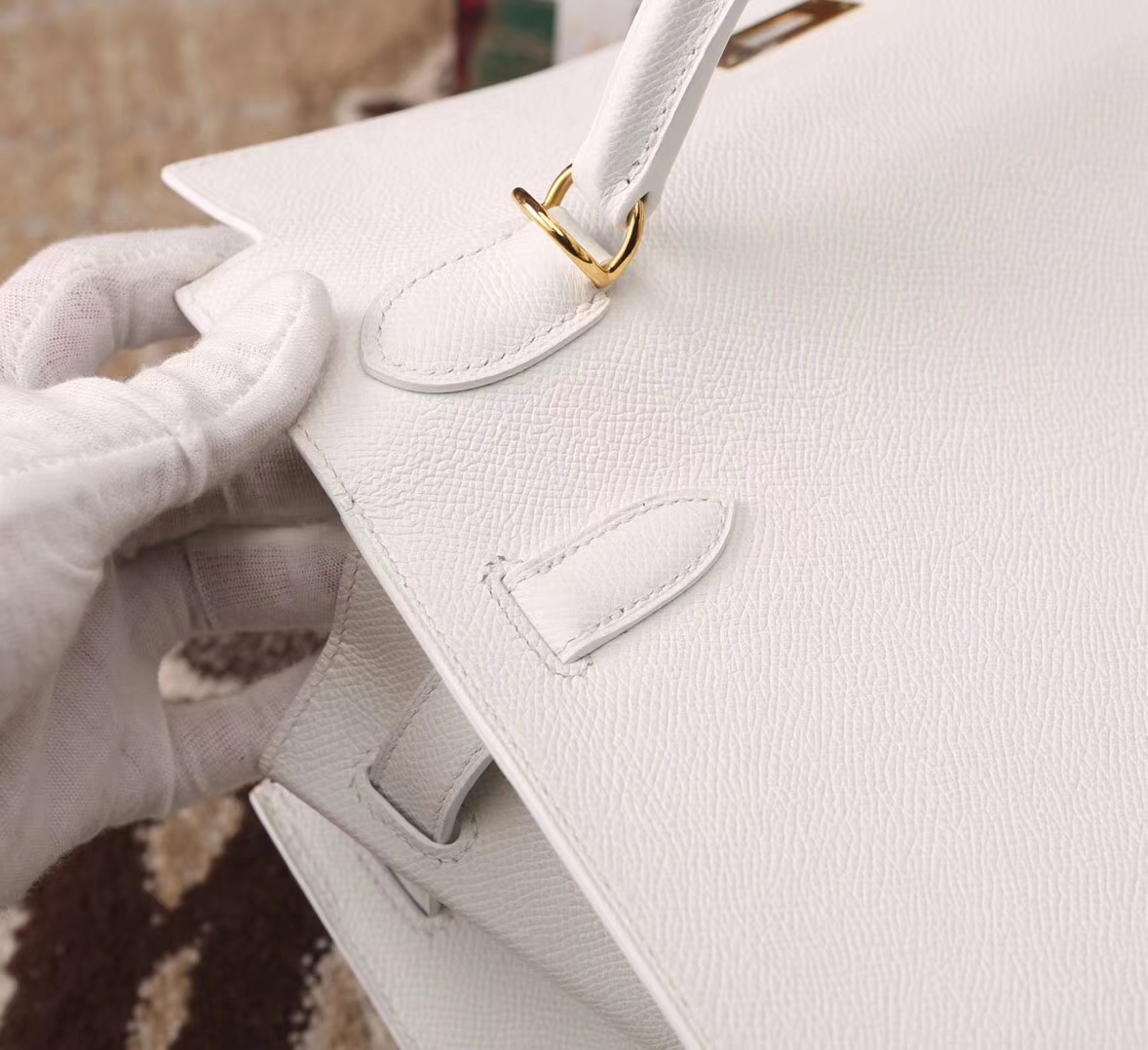 Hermes Kelly 32 纯白色 原厂御用顶级Epsom皮 外缝 金扣 现货
