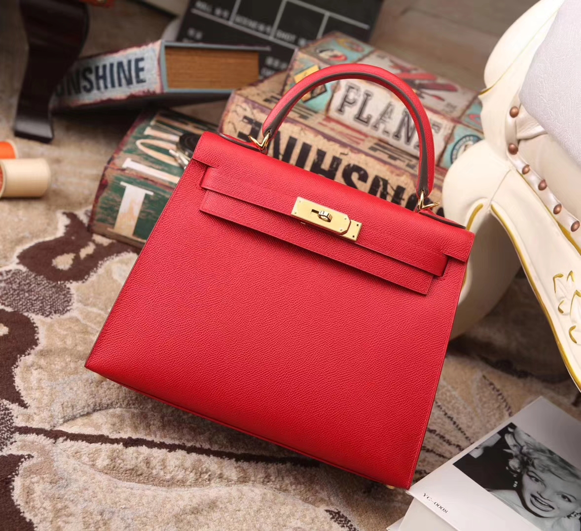 Hermes Kelly 28 Q5 中国红 糖果红 原厂御用顶级Epsom皮 外缝 金扣 现货