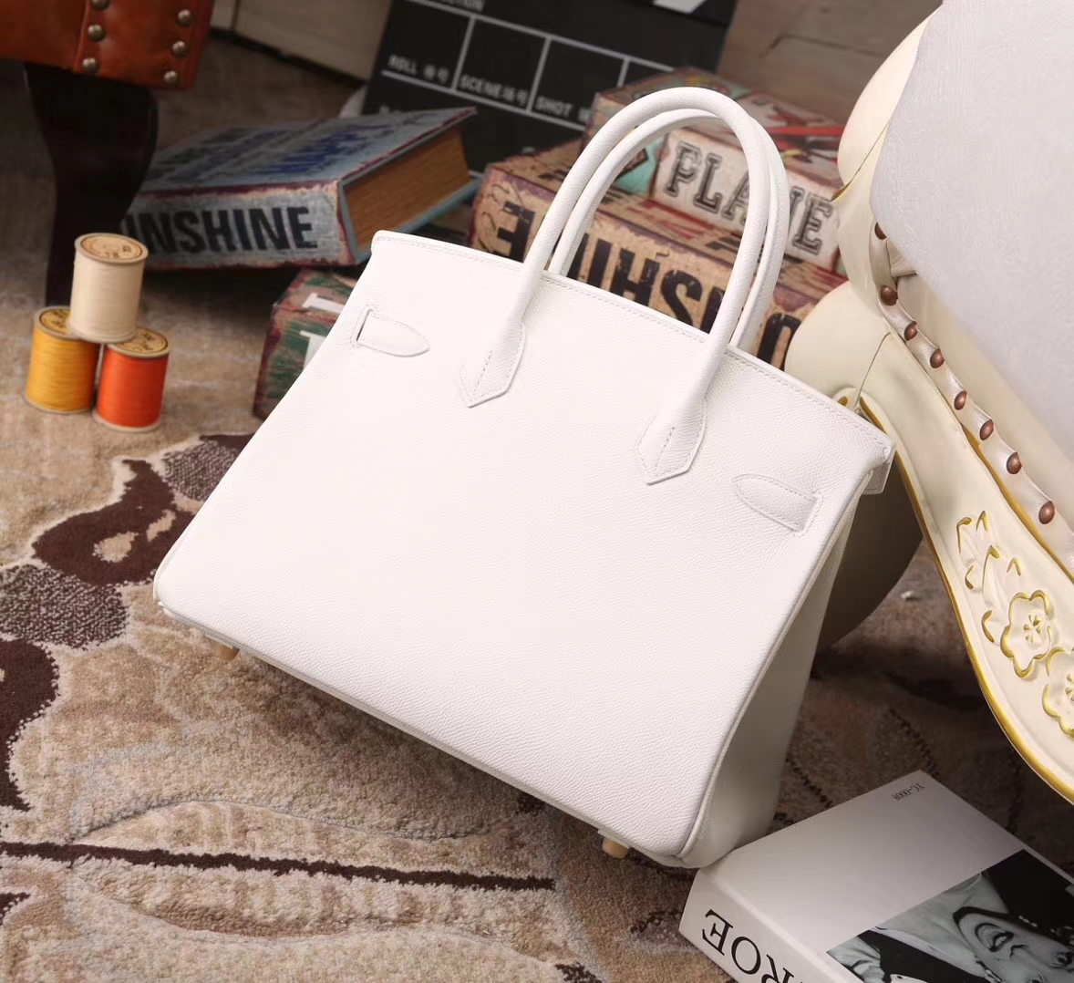 Hermes Birkin 30 纯白色 原厂御用顶级Epsom皮 金扣 现货