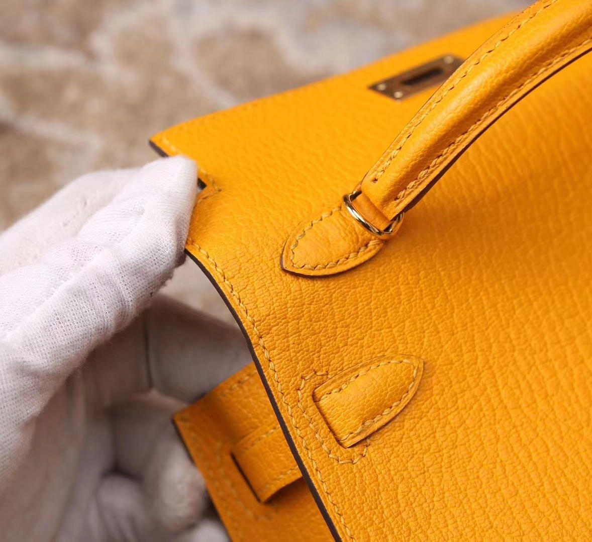 Hermes MiNi Kelly 芥末黄 原厂御用顶级山羊皮 二代 金扣 现货