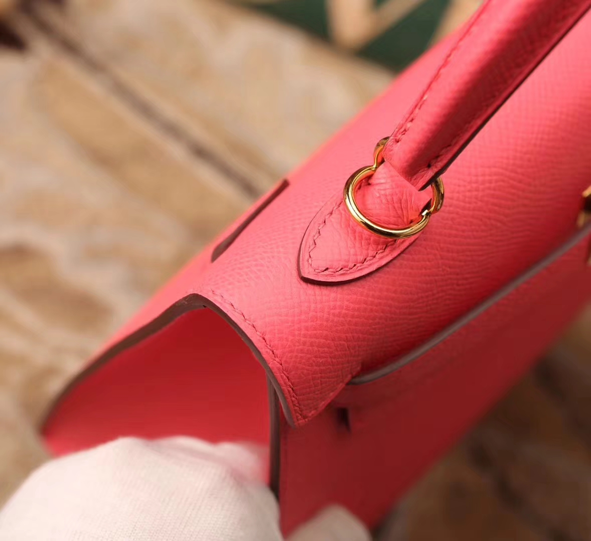 Hermes Kelly 25 8W 新唇膏粉 原厂御用顶级Epsom皮 外缝 金扣 现货