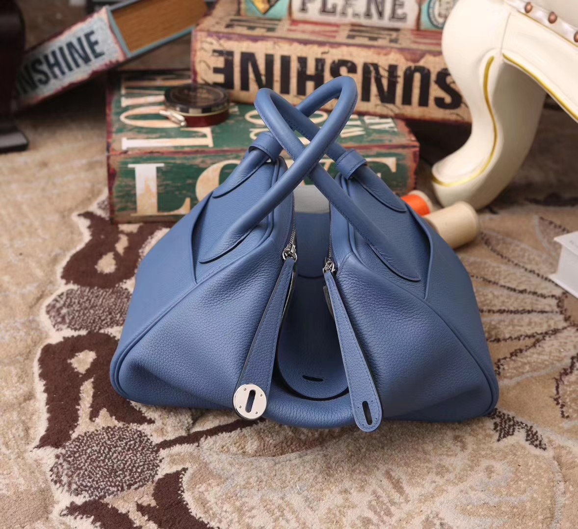 Hermes Lindy 30 R2 玛瑙蓝拼8U冰川蓝 原厂御用顶级小牛皮 银扣 现货