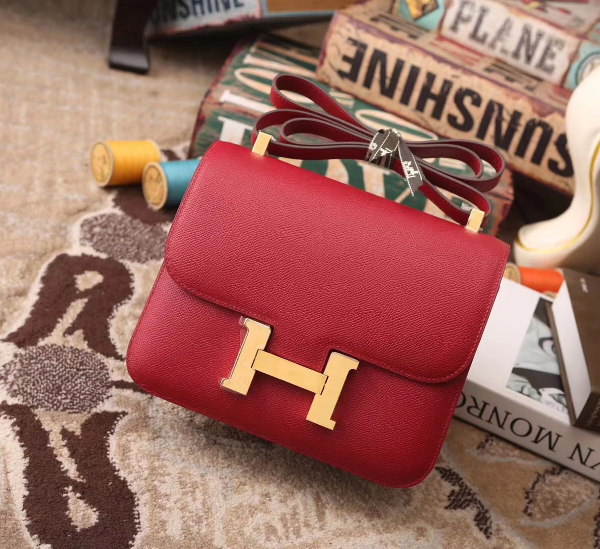Hermes Constance 24 K1 石榴红 原厂御用顶级Epsom皮 金扣