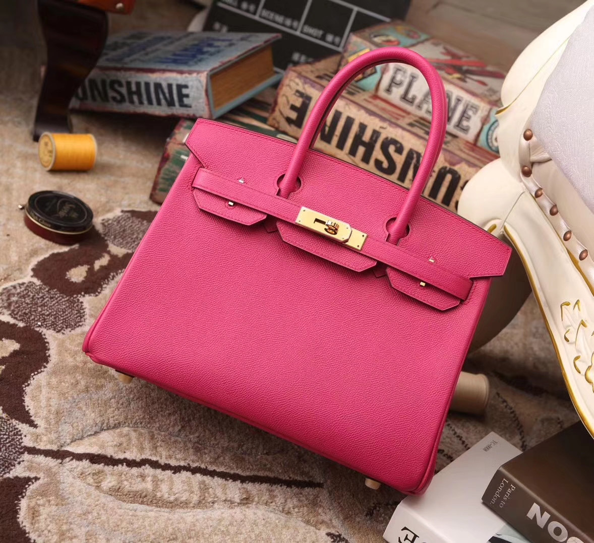 Hermes Birkin 30 L3 玫紫色 新色 原厂御用顶级Epsom皮 金扣 现货