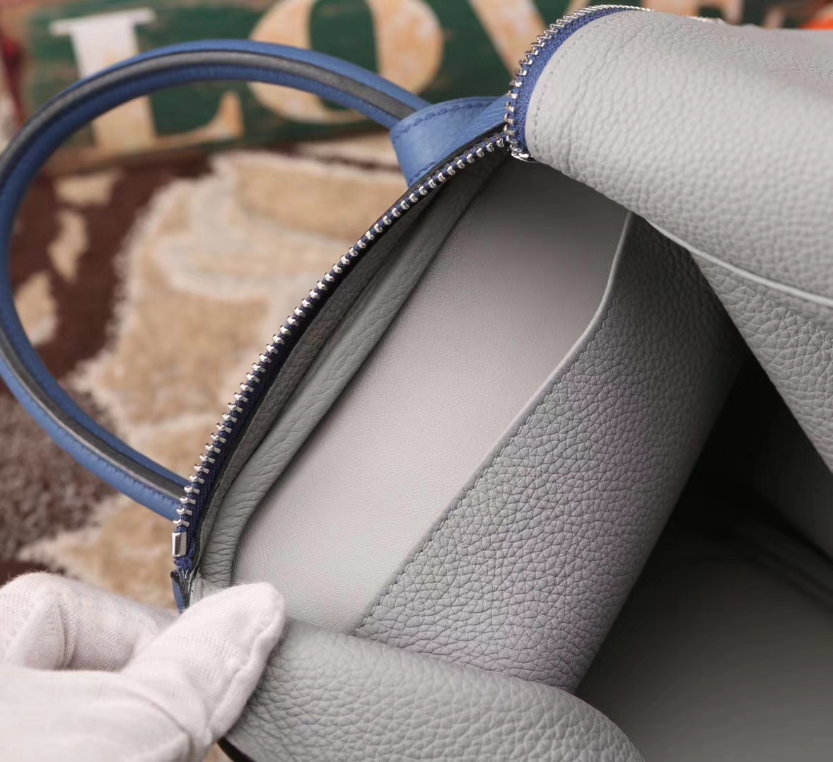 Hermes Lindy 30 R2 玛瑙蓝拼8U冰川蓝 原厂御用顶级小牛皮 银扣 现货