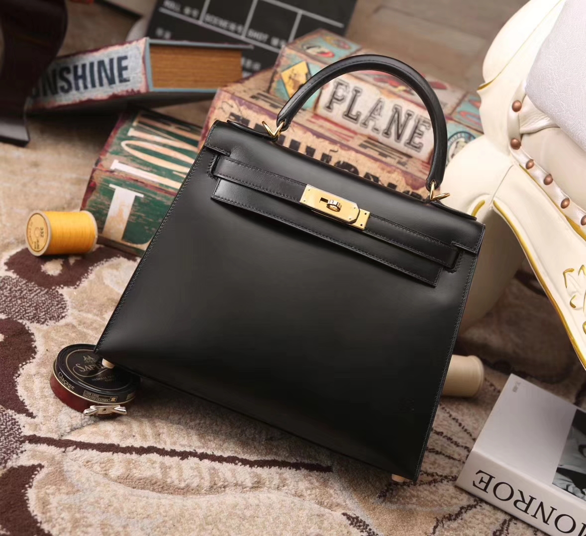 Hermes Kelly 28 CK89 黑色 原厂御用顶级Box皮 外缝 金扣 银扣 现货