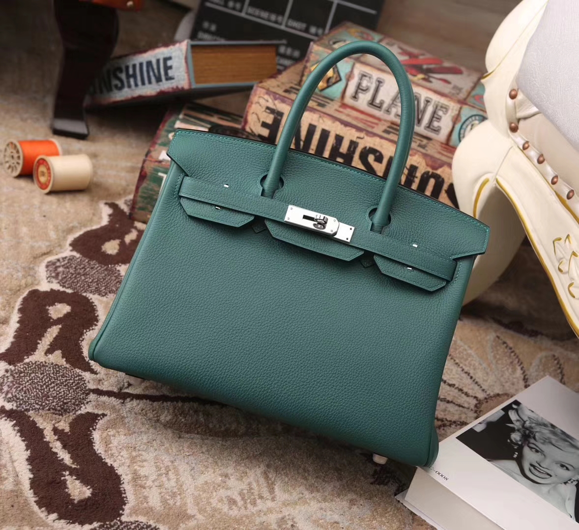 Hermes Birkin 30 Z6 孔雀绿 原厂御用顶级小牛皮 银扣