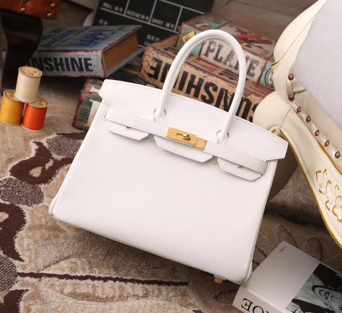 Hermes Birkin 30 纯白色 原厂御用顶级Epsom皮 金扣 现货