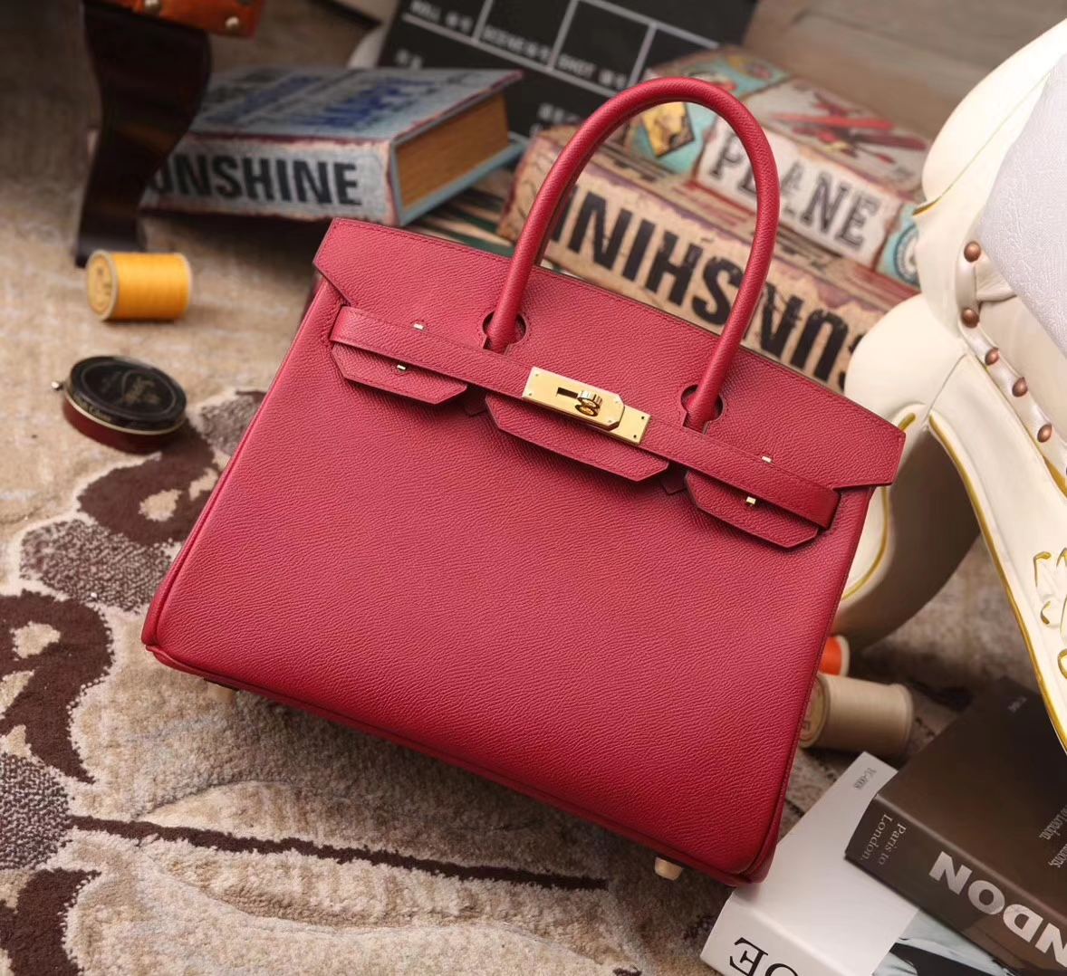 Hermes Birkin 30 K1 石榴红 原厂御用顶级Epsom皮 金扣