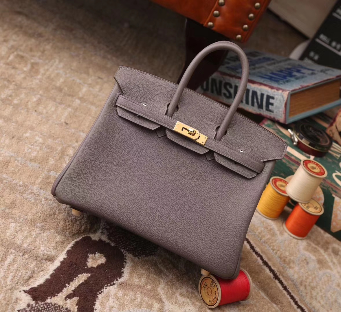 Hermes Birkin 25 8F 锡器灰 原厂御用顶级小牛皮 金扣 银扣 现货