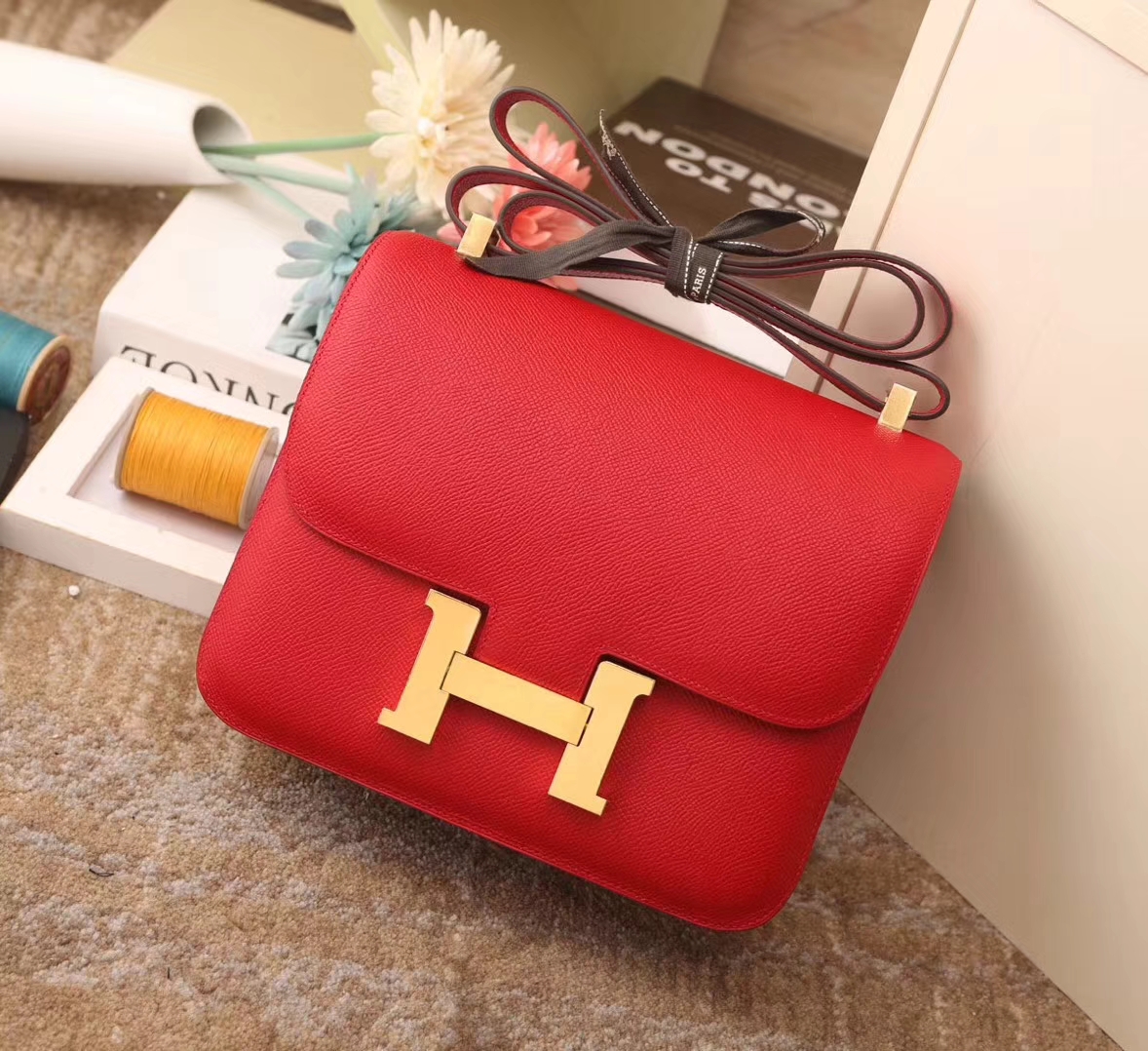 Hermes爱马仕 Constance 24 Q5 中国红 糖果红 原厂御用顶级Epsom皮 金扣 现货