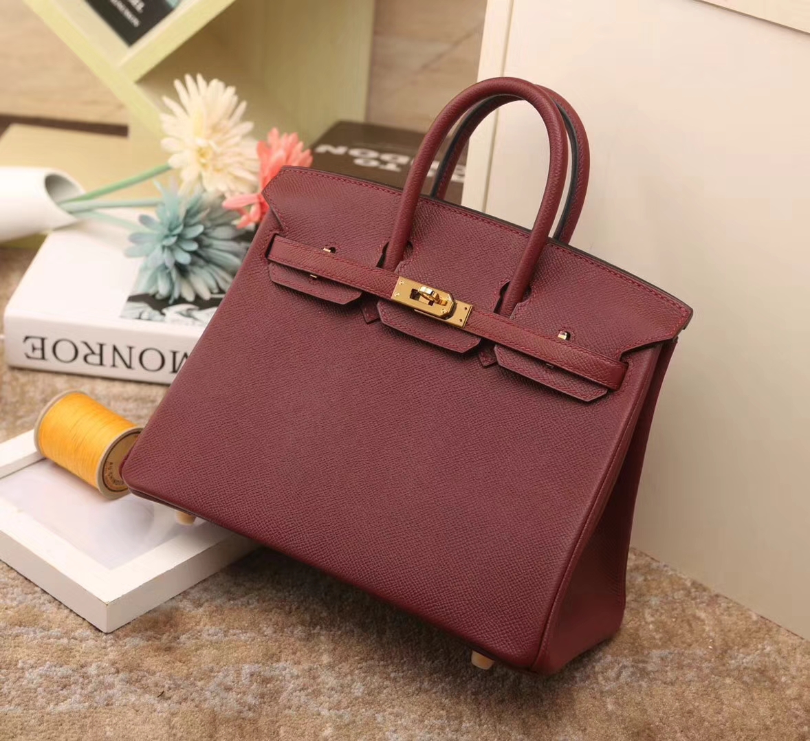 Hermes爱马仕 Birkin 25 爱马仕红 原厂御用顶级Epsom皮 金扣