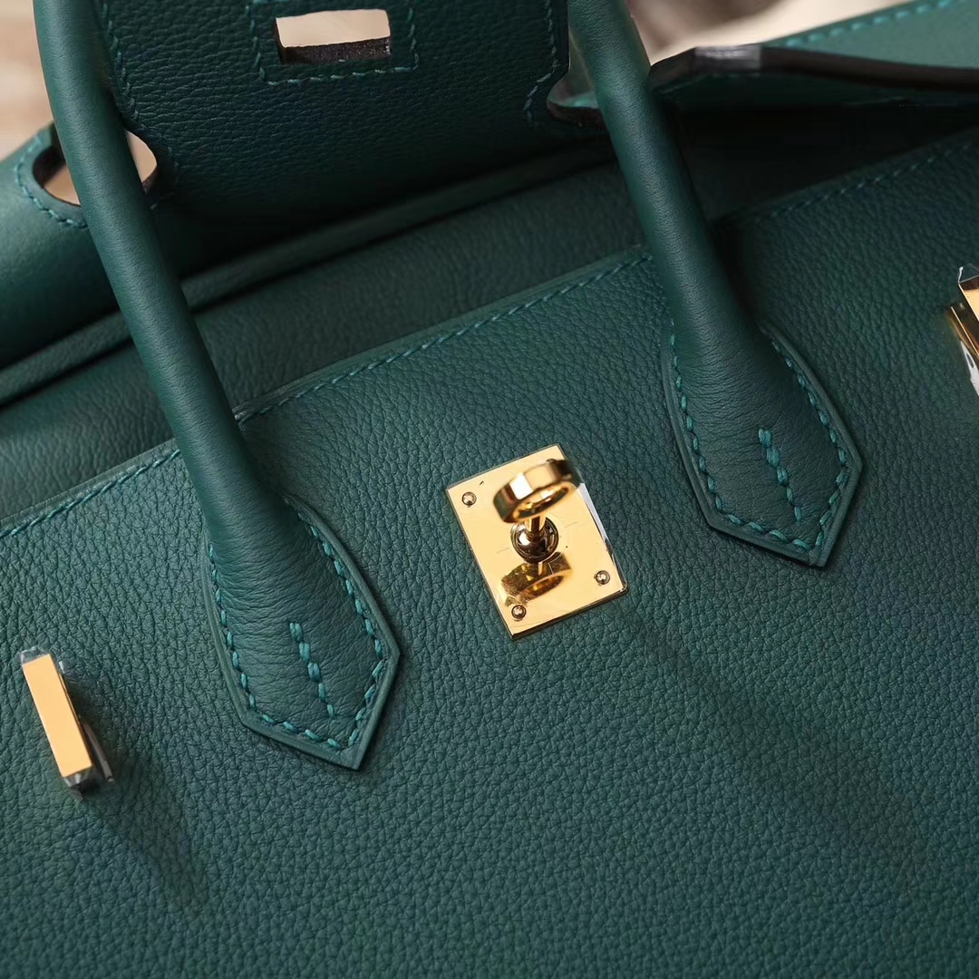 Hermes爱马仕 Birkin 25 Z6 孔雀绿 原厂御用顶级小牛皮 金扣 现货