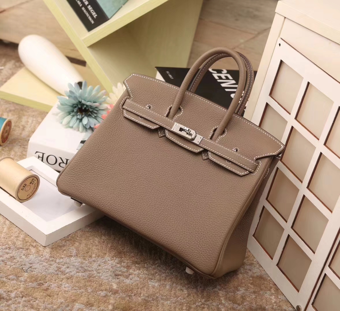 Hermes爱马仕 Birkin 25 CK18 大象灰 原厂御用顶级小牛皮 银扣 现货